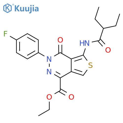 ethyl 5-(2-ethylbutanamido)-3-(4-fluorophenyl)-4-oxo-3H,4H-thieno3,4-dpyridazine-1-carboxylate structure