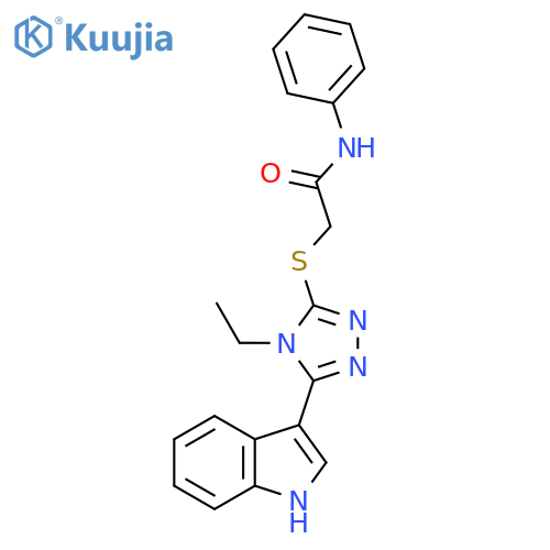 2-{4-ethyl-5-(1H-indol-3-yl)-4H-1,2,4-triazol-3-ylsulfanyl}-N-phenylacetamide structure
