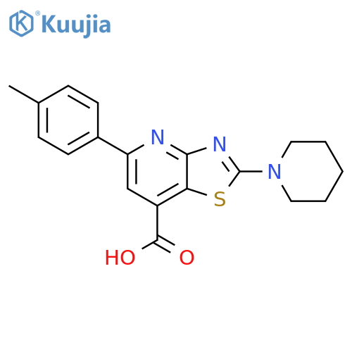 5-(4-methylphenyl)-2-(piperidin-1-yl)-1,3thiazolo4,5-bpyridine-7-carboxylic acid structure