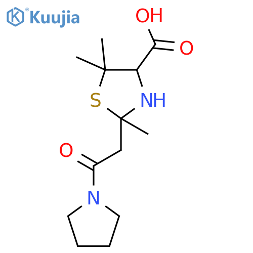 2,5,5-trimethyl-2-(2-oxo-2-pyrrolidin-1-yl-ethyl)thiazolidine-4-carbox ylic acid structure