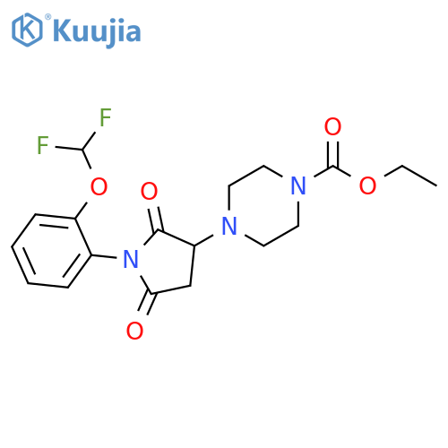 Ethyl 4-[1-[2-(difluoromethoxy)phenyl]-2,5-dioxo-3-pyrrolidinyl]-1-piperazinecarboxylate structure
