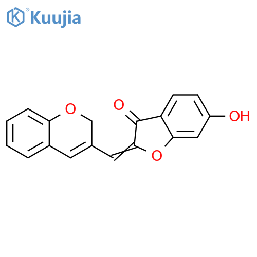 (2Z)-2-(2H-chromen-3-yl)methylidene-6-hydroxy-2,3-dihydro-1-benzofuran-3-one structure