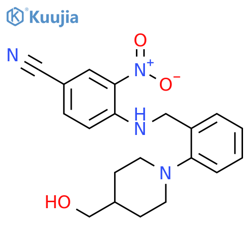 4-[({2-[4-(hydroxymethyl)piperidin-1-yl]phenyl}methyl)amino]-3-nitrobenzonitrile structure