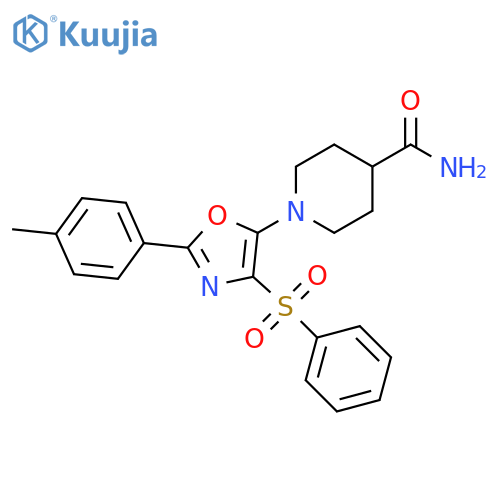 1-4-(benzenesulfonyl)-2-(4-methylphenyl)-1,3-oxazol-5-ylpiperidine-4-carboxamide structure