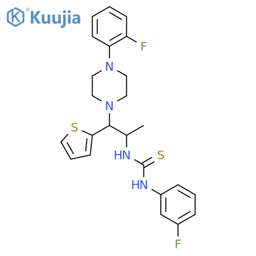 1-(3-fluorophenyl)-3-{1-4-(2-fluorophenyl)piperazin-1-yl-1-(thiophen-2-yl)propan-2-yl}thiourea structure