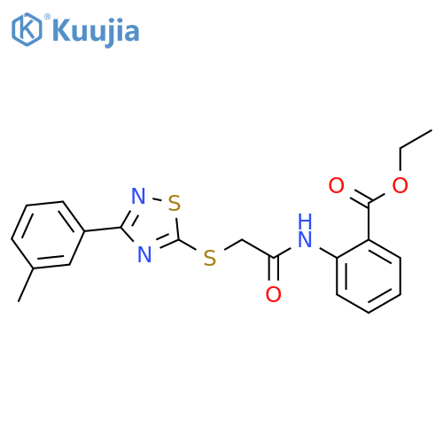 ethyl 2-(2-{3-(3-methylphenyl)-1,2,4-thiadiazol-5-ylsulfanyl}acetamido)benzoate structure