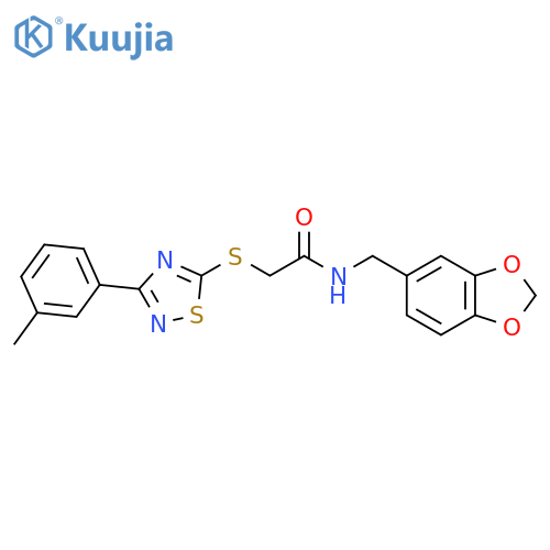 N-(2H-1,3-benzodioxol-5-yl)methyl-2-{3-(3-methylphenyl)-1,2,4-thiadiazol-5-ylsulfanyl}acetamide structure