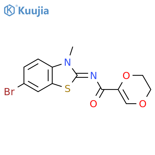 N-(2E)-6-bromo-3-methyl-2,3-dihydro-1,3-benzothiazol-2-ylidene-5,6-dihydro-1,4-dioxine-2-carboxamide structure