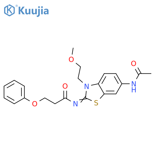 N-(2Z)-6-acetamido-3-(2-methoxyethyl)-2,3-dihydro-1,3-benzothiazol-2-ylidene-3-phenoxypropanamide structure