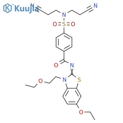 4-bis(2-cyanoethyl)sulfamoyl-N-(2Z)-6-ethoxy-3-(2-ethoxyethyl)-2,3-dihydro-1,3-benzothiazol-2-ylidenebenzamide structure