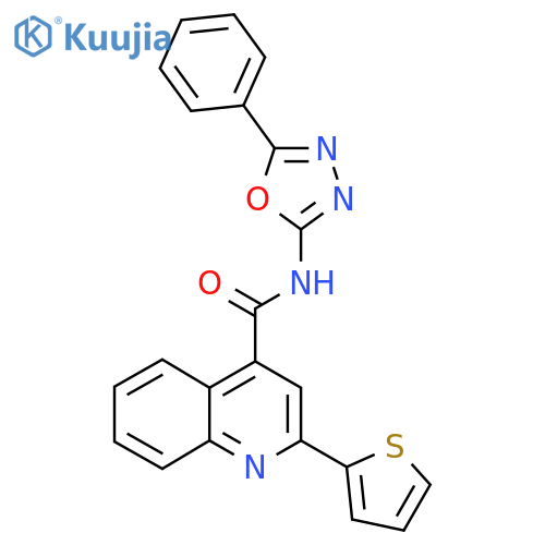 N-(5-phenyl-1,3,4-oxadiazol-2-yl)-2-(thiophen-2-yl)quinoline-4-carboxamide structure