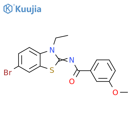 N-(2E)-6-bromo-3-ethyl-2,3-dihydro-1,3-benzothiazol-2-ylidene-3-methoxybenzamide structure