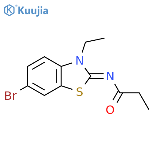 N-(2E)-6-bromo-3-ethyl-2,3-dihydro-1,3-benzothiazol-2-ylidenepropanamide structure
