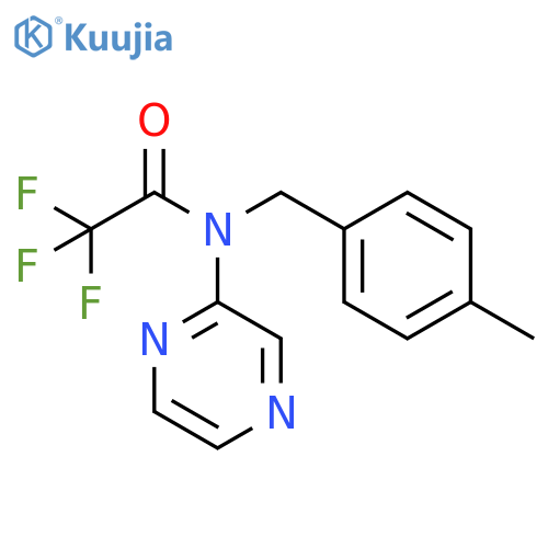 2,2,2-trifluoro-N-[(4-methylphenyl)methyl]-N-(pyrazin-2-yl)acetamide structure