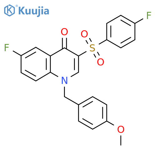 6-fluoro-3-(4-fluorobenzenesulfonyl)-1-(4-methoxyphenyl)methyl-1,4-dihydroquinolin-4-one structure