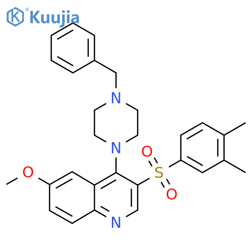 4-(4-benzylpiperazin-1-yl)-3-(3,4-dimethylbenzenesulfonyl)-6-methoxyquinoline structure