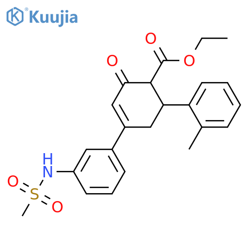 ethyl 4-(3-methanesulfonamidophenyl)-6-(2-methylphenyl)-2-oxocyclohex-3-ene-1-carboxylate structure
