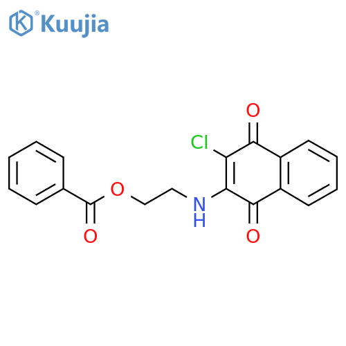 2-(3-chloro-1,4-dioxo-1,4-dihydronaphthalen-2-yl)aminoethyl benzoate structure
