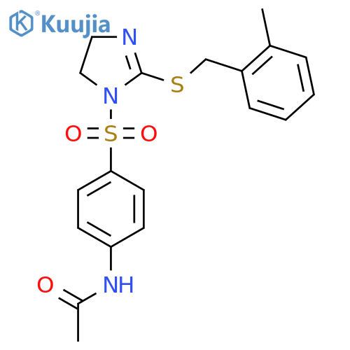 N-{4-(2-{(2-methylphenyl)methylsulfanyl}-4,5-dihydro-1H-imidazol-1-yl)sulfonylphenyl}acetamide structure