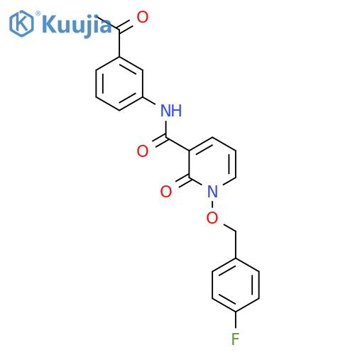 N-(3-acetylphenyl)-1-(4-fluorophenyl)methoxy-2-oxo-1,2-dihydropyridine-3-carboxamide structure