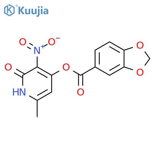 6-methyl-3-nitro-2-oxo-1,2-dihydropyridin-4-yl 2H-1,3-benzodioxole-5-carboxylate structure