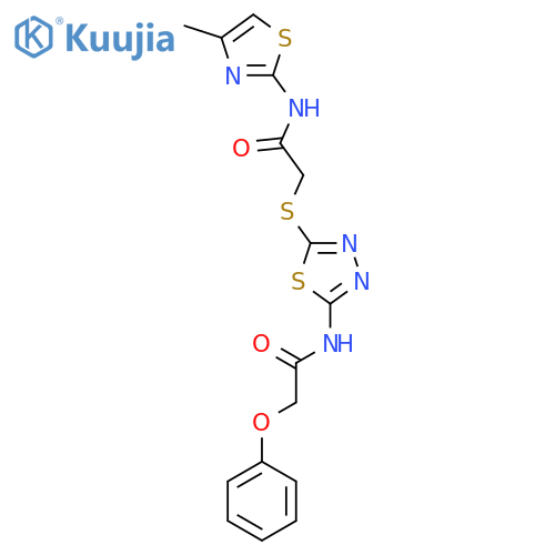 N-5-({(4-methyl-1,3-thiazol-2-yl)carbamoylmethyl}sulfanyl)-1,3,4-thiadiazol-2-yl-2-phenoxyacetamide structure