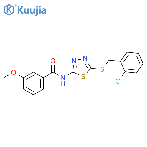 N-(5-{(2-chlorophenyl)methylsulfanyl}-1,3,4-thiadiazol-2-yl)-3-methoxybenzamide structure