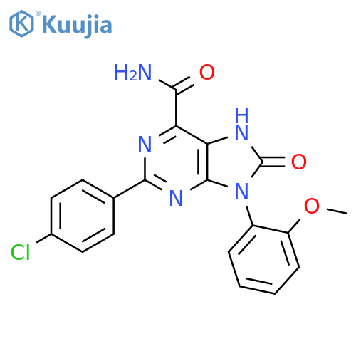 2-(4-chlorophenyl)-9-(2-methoxyphenyl)-8-oxo-8,9-dihydro-7H-purine-6-carboxamide structure