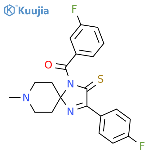 1-(3-fluorobenzoyl)-3-(4-fluorophenyl)-8-methyl-1,4,8-triazaspiro4.5dec-3-ene-2-thione structure