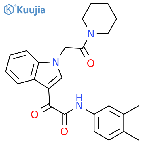 N-(3,4-dimethylphenyl)-2-oxo-2-{1-2-oxo-2-(piperidin-1-yl)ethyl-1H-indol-3-yl}acetamide structure