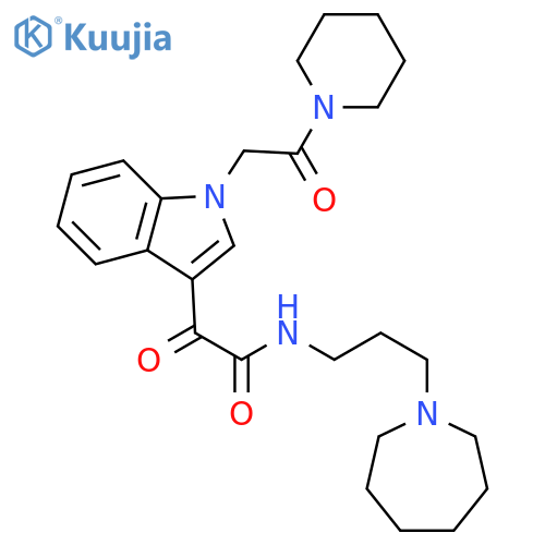 N-3-(azepan-1-yl)propyl-2-oxo-2-{1-2-oxo-2-(piperidin-1-yl)ethyl-1H-indol-3-yl}acetamide structure