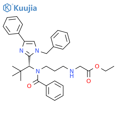 Glycine,N-[3-[benzoyl[(1R)-2,2-dimethyl-1-[4-phenyl-1-(phenylmethyl)-1H-imidazol-2-yl]propyl]amino]propyl]-, ethyl ester structure