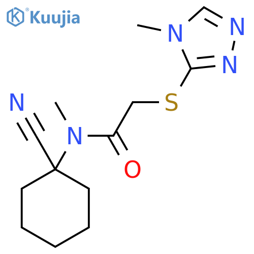 N-(1-cyanocyclohexyl)-N-methyl-2-(4-methyl-4H-1,2,4-triazol-3-yl)sulfanylacetamide structure