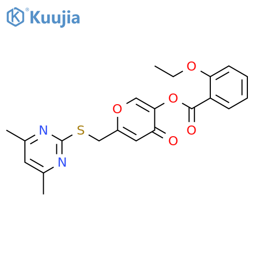 6-{(4,6-dimethylpyrimidin-2-yl)sulfanylmethyl}-4-oxo-4H-pyran-3-yl 2-ethoxybenzoate structure
