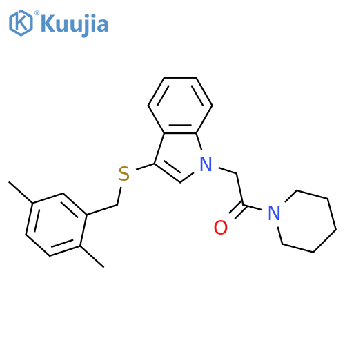 2-(3-{(2,5-dimethylphenyl)methylsulfanyl}-1H-indol-1-yl)-1-(piperidin-1-yl)ethan-1-one structure
