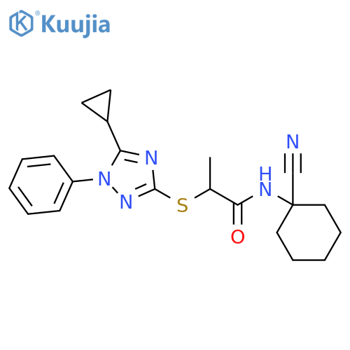 N-(1-Cyanocyclohexyl)-2-[(5-cyclopropyl-1-phenyl-1H-1,2,4-triazol-3-yl)thio]propanamide structure