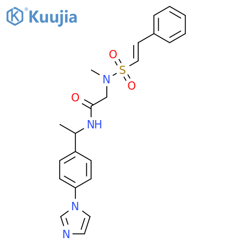 N-{1-[4-(1H-imidazol-1-yl)phenyl]ethyl}-2-(N-methyl-2-phenylethenesulfonamido)acetamide structure
