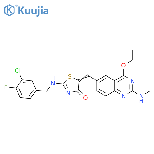 4(5H)-Thiazolone,2-[[(3-chloro-4-fluorophenyl)methyl]amino]-5-[[4-ethoxy-2-(methylamino)-6-quinazolinyl]methylene]- structure