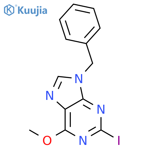 9H-PURINE, 2-IODO-6-METHOXY-9-(PHENYLMETHYL)- structure