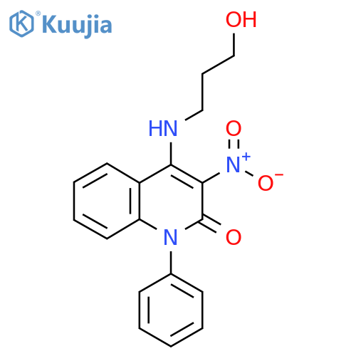 4-(3-hydroxypropyl)amino-3-nitro-1-phenyl-1,2-dihydroquinolin-2-one structure