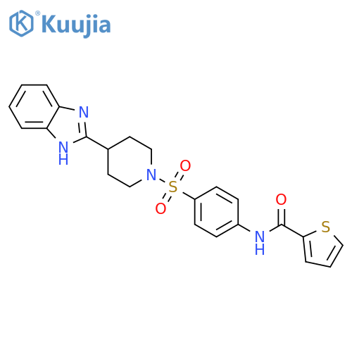 N-(4-{4-(1H-1,3-benzodiazol-2-yl)piperidin-1-ylsulfonyl}phenyl)thiophene-2-carboxamide structure