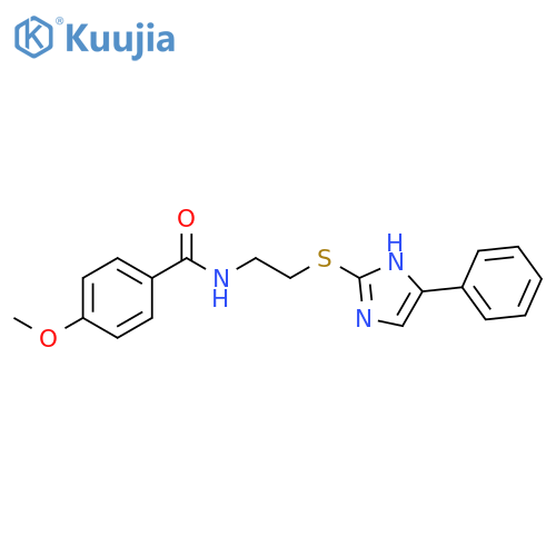 4-methoxy-N-{2-(5-phenyl-1H-imidazol-2-yl)sulfanylethyl}benzamide structure