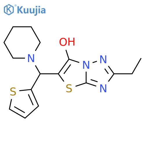 2-ethyl-5-(piperidin-1-yl)(thiophen-2-yl)methyl-1,2,4triazolo3,2-b1,3thiazol-6-ol structure