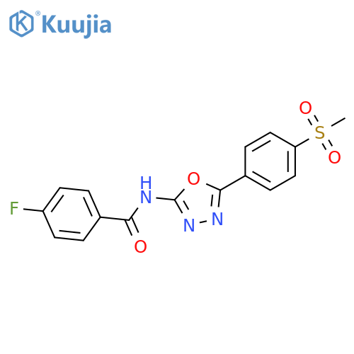 4-fluoro-N-5-(4-methanesulfonylphenyl)-1,3,4-oxadiazol-2-ylbenzamide structure