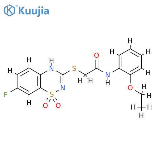 N-(2-ethoxyphenyl)-2-(7-fluoro-1,1-dioxo-4H-1lambda6,2,4-benzothiadiazin-3-yl)sulfanylacetamide structure