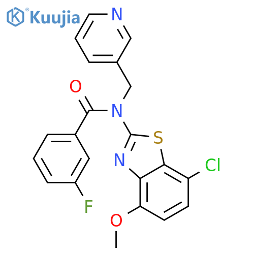 N-(7-chloro-4-methoxy-1,3-benzothiazol-2-yl)-3-fluoro-N-(pyridin-3-yl)methylbenzamide structure