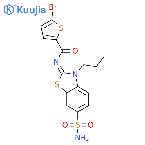 5-bromo-N-(2Z)-3-propyl-6-sulfamoyl-2,3-dihydro-1,3-benzothiazol-2-ylidenethiophene-2-carboxamide structure