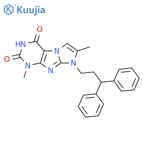 8-(3,3-diphenylpropyl)-1,7-dimethyl-1H,2H,3H,4H,8H-imidazo1,2-gpurine-2,4-dione structure