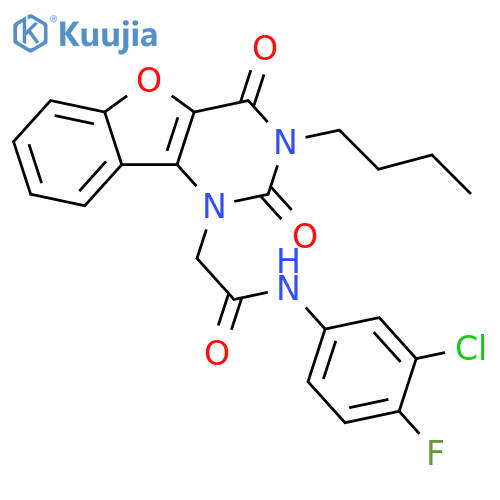 Benzofuro[3,2-d]pyrimidine-1(2H)-acetamide, 3-butyl-N-(3-chloro-4-fluorophenyl)-3,4-dihydro-2,4-dioxo- structure