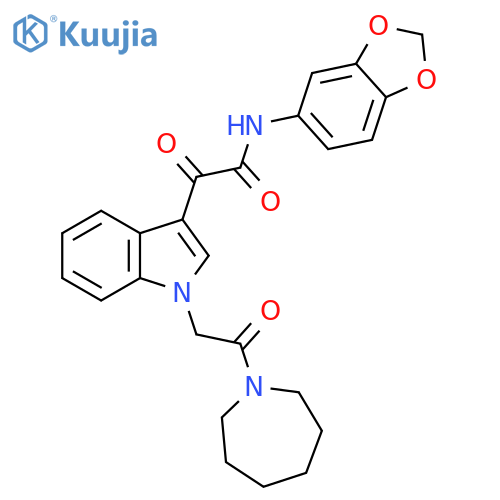 2-{1-2-(azepan-1-yl)-2-oxoethyl-1H-indol-3-yl}-N-(2H-1,3-benzodioxol-5-yl)-2-oxoacetamide structure
